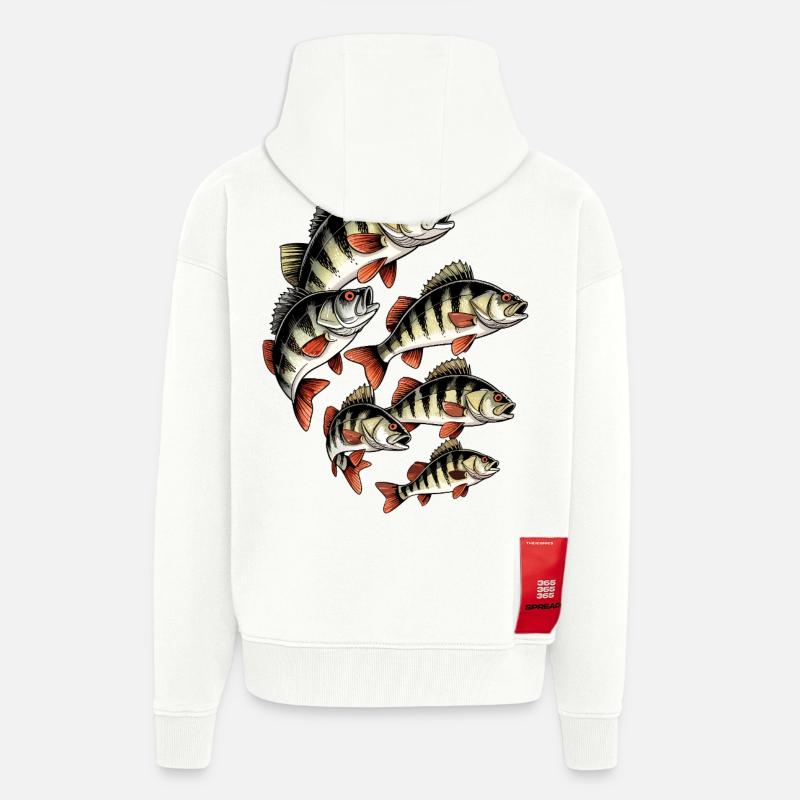 Perch school on black - Zip Hoodie - made by SPREAD - OFF WHITE