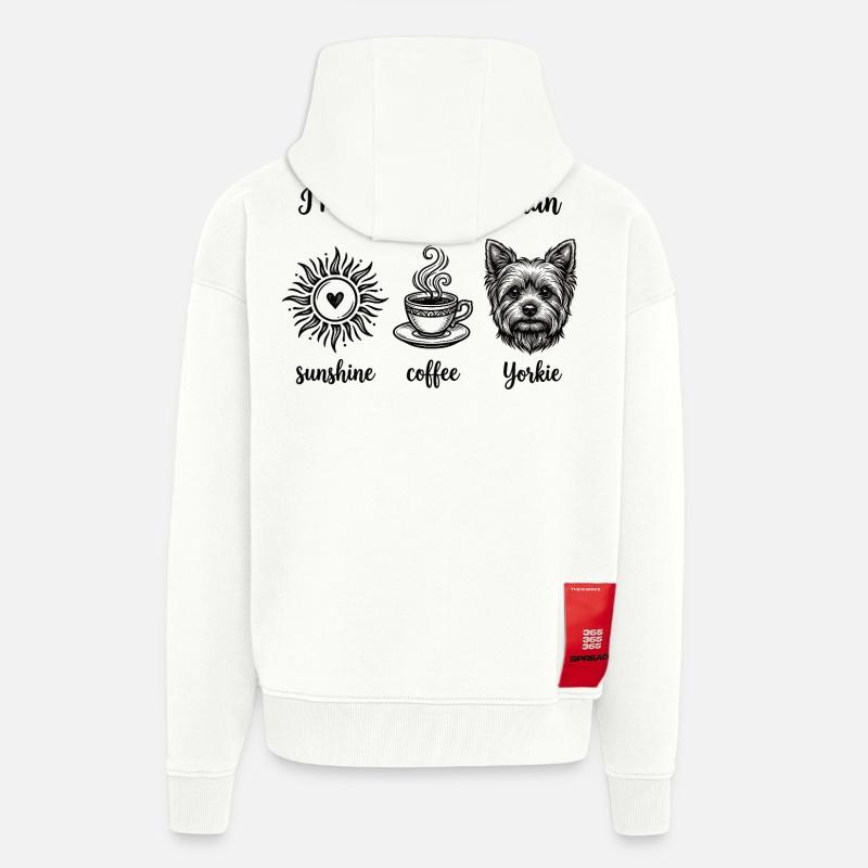 Femmes simples amoureuses de Yorkie - Veste à capuche bio épaisse oversize fabriqué en UE - OFF WHITE