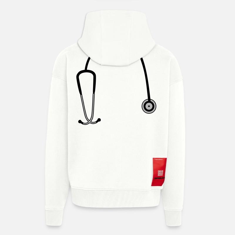 Stéthoscope - Veste à capuche bio épaisse oversize fabriqué en UE - OFF WHITE