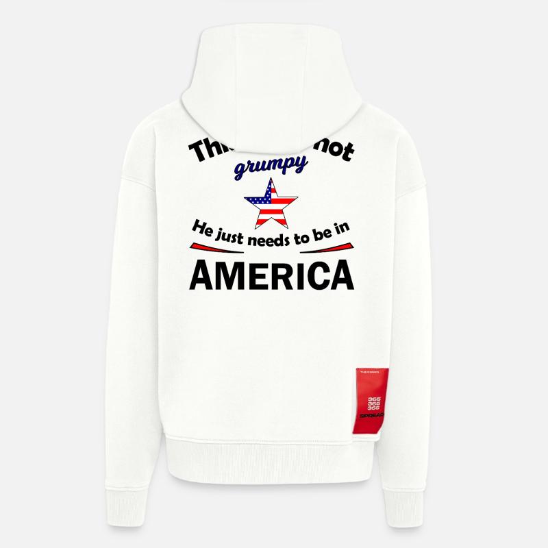 Grumpy Star mit US Flaggenstern - Zip Hoodie - made by SPREAD - OFF WHITE
