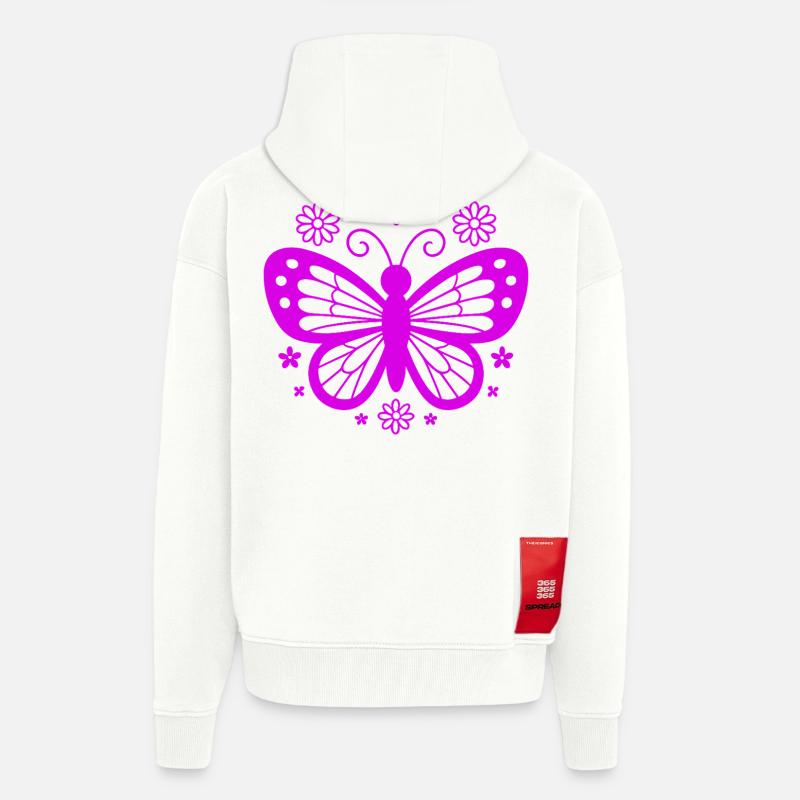 Pinkschmetterling Blütentraum - Zip Hoodie - made by SPREAD - OFF WHITE