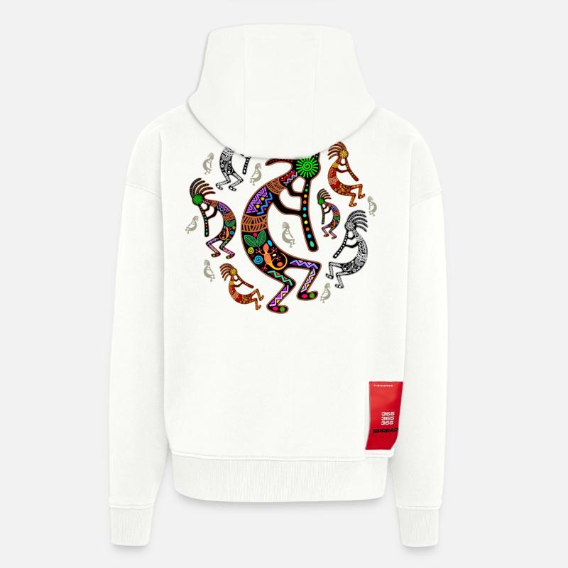 Couleurs arc-en-ciel Kokopelli - Veste à capuche bio épaisse oversize fabriqué en UE - OFF WHITE
