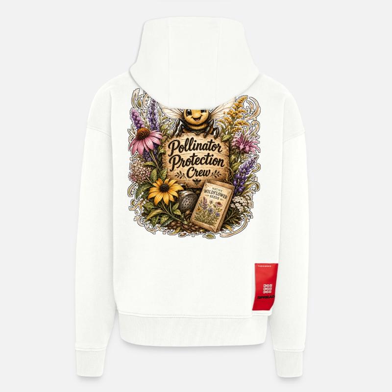 Équipe de protection des pollinisateurs - Veste à capuche bio épaisse oversize fabriqué en UE - OFF WHITE