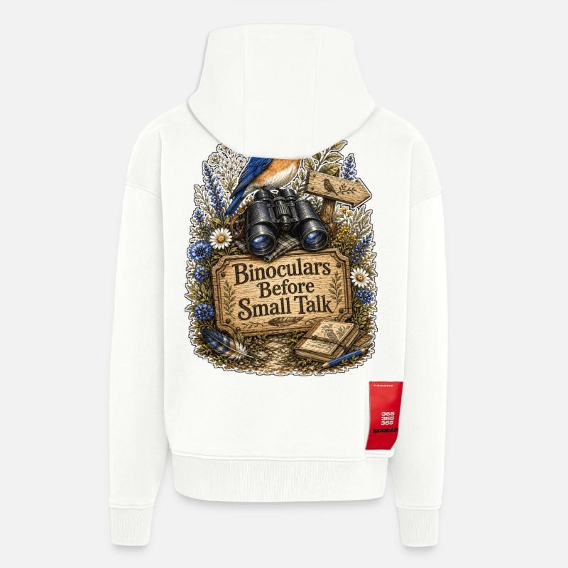 Binoculars Before Small Talk Clouds - Zip Hoodie - made by SPREAD - OFF WHITE