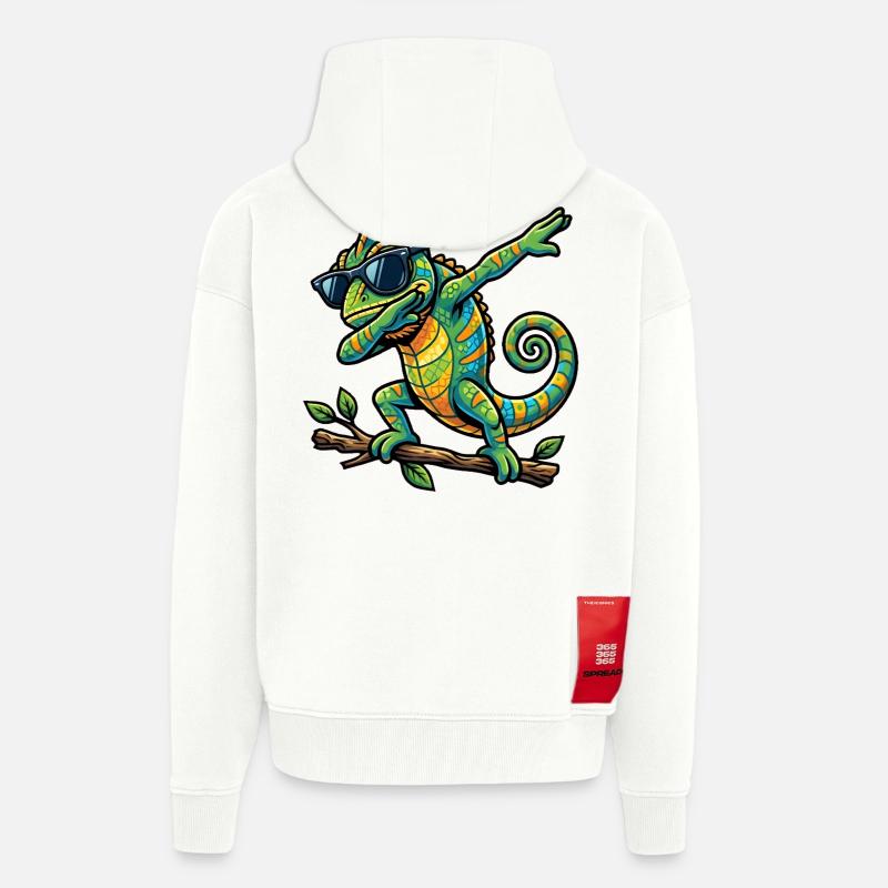 Dabbing Chamäleon - Zip Hoodie - made by SPREAD - OFF WHITE