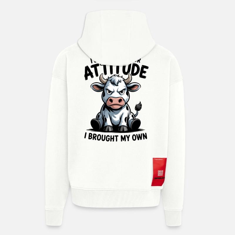 Attitude de vache : expression - Veste à capuche bio épaisse oversize fabriqué en UE - OFF WHITE