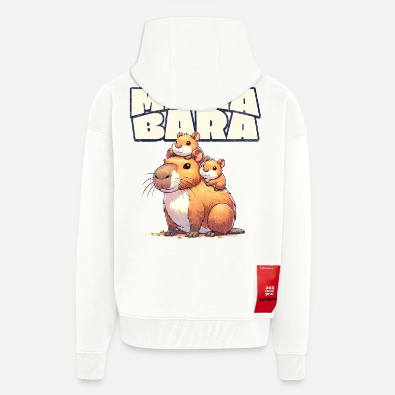 Mama Bara Capybara - Veste à capuche bio épaisse oversize fabriqué en UE - OFF WHITE