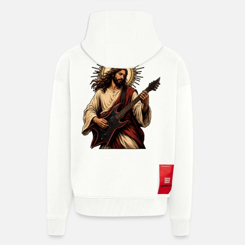 Guitariste de Holy - Veste à capuche bio épaisse oversize fabriqué en UE - OFF WHITE