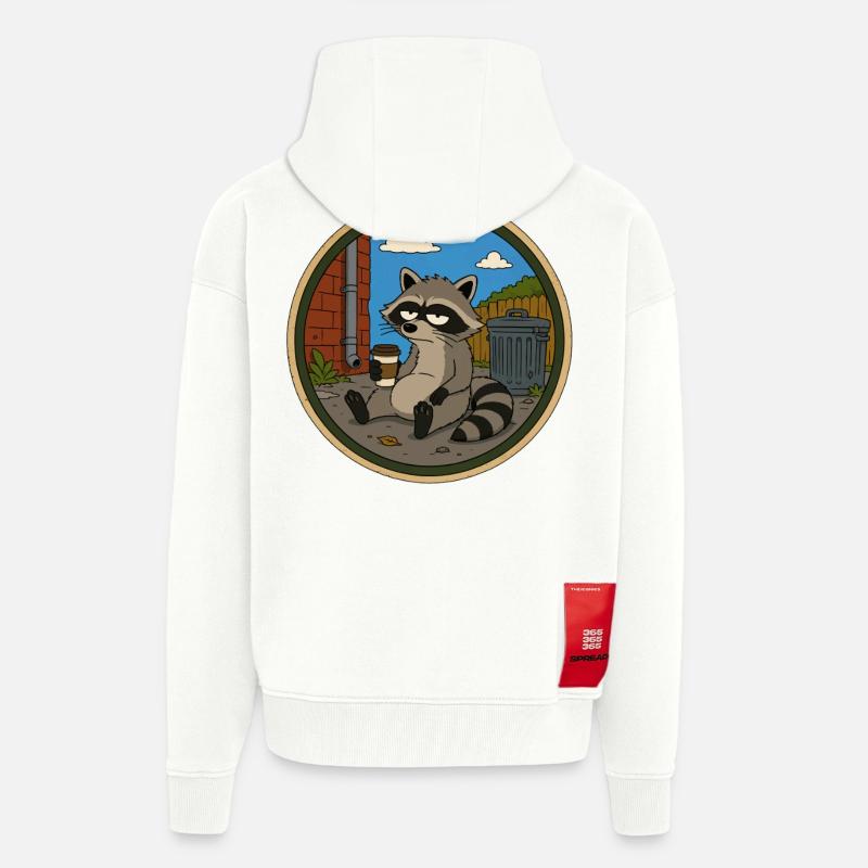 Waschbär in der Kaffeepause - Zip Hoodie - made by SPREAD - OFF WHITE