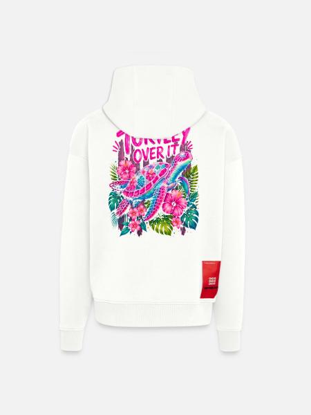 Turtley Over It Cute Turtle Flower - Zip Hoodie - made by SPREAD - OFF WHITE