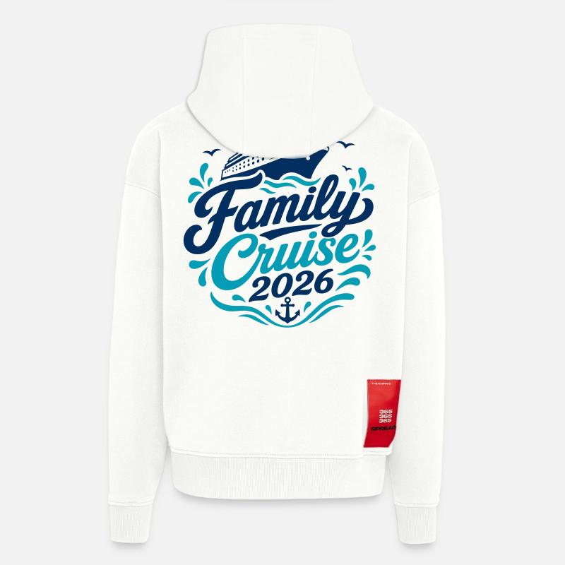 Motif croisière familiale 2026 - Veste à capuche bio épaisse oversize fabriqué en UE - OFF WHITE