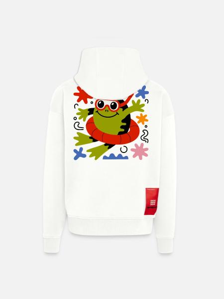 Cartoon Frog Diver - Zip Hoodie - made by SPREAD - OFF WHITE