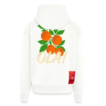 Salutations de Noël des plantes d’orange rétro d’Olá - Veste à capuche bio épaisse oversize fabriqué en UE - OFF WHITE - Dos