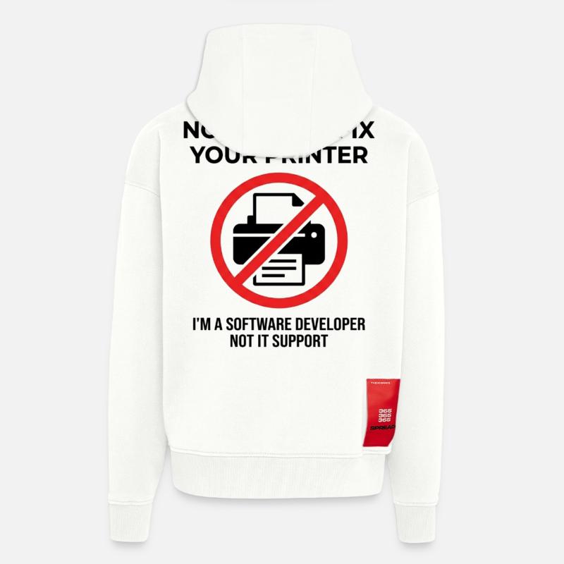 Programmer: not IT support - Zip Hoodie - made by SPREAD - OFF WHITE
