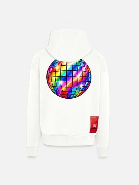 Regenbogen-Disco-Sphäre - Zip Hoodie - made by SPREAD - OFF WHITE