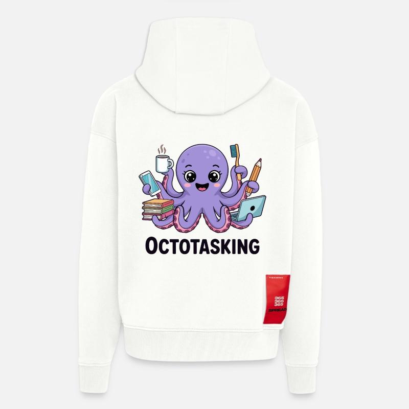 Octotasking Creature in Multitask Mode - Zip Hoodie - made by SPREAD - OFF WHITE