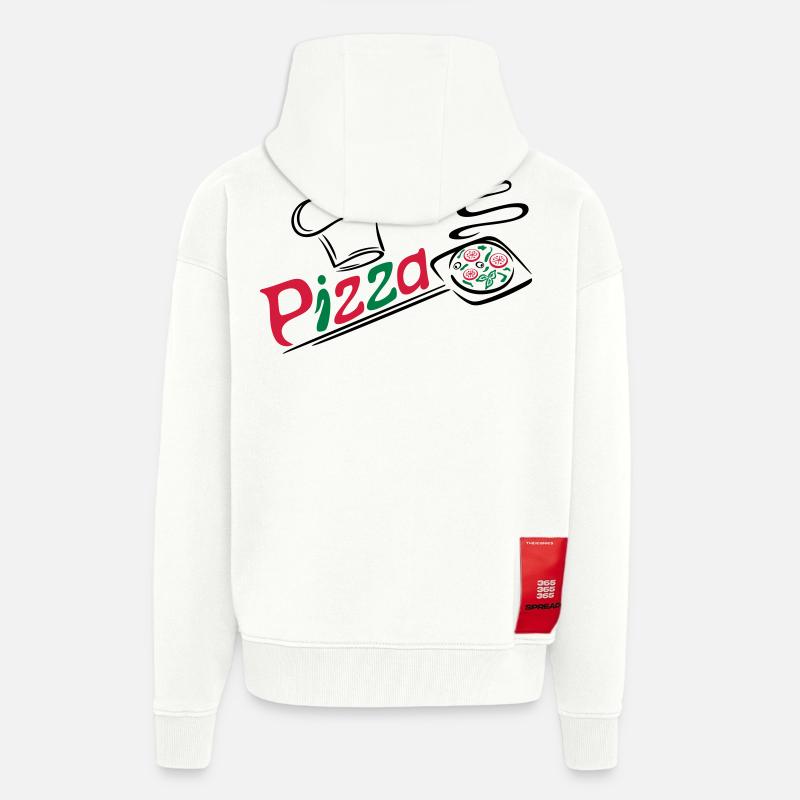 Pizza Bäcker mit Kochmütze, chef hat - Veste à capuche bio épaisse oversize fabriqué en UE - OFF WHITE