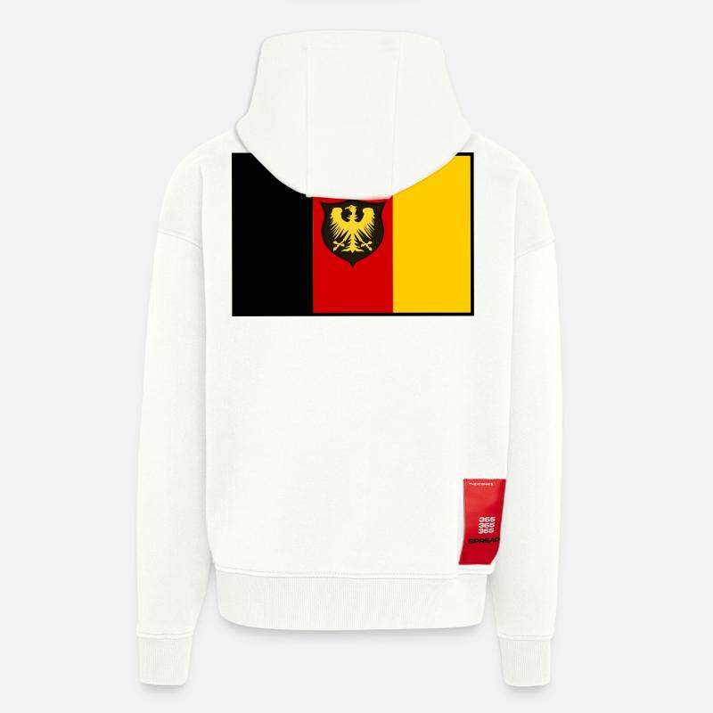 Drapeau de l’aigle NoirRedGold Shield - Veste à capuche bio épaisse oversize fabriqué en UE - OFF WHITE