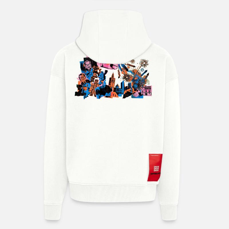 Fallas De Valencia Fireworks Risograph - Zip Hoodie - made by SPREAD - OFF WHITE
