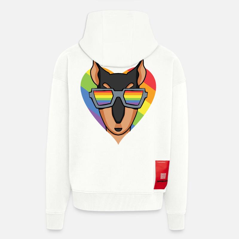 LGBT Hund Dobermann Regenbogen - Zip Hoodie - made by SPREAD - OFF WHITE