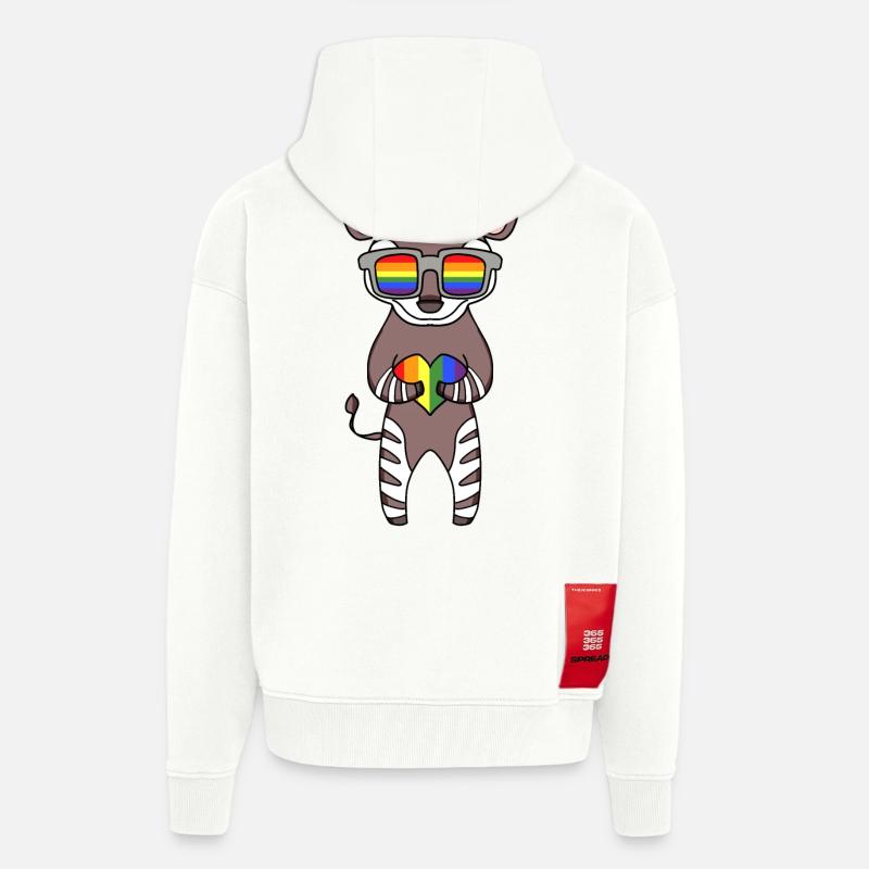 LGBT Tier Okapi Regenbogen - Zip Hoodie - made by SPREAD - OFF WHITE