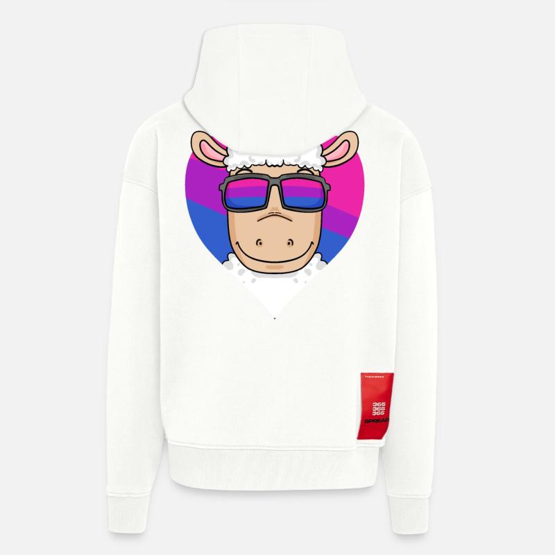 Cadeau de mouton bisexuel - Veste à capuche bio épaisse oversize fabriqué en UE - OFF WHITE