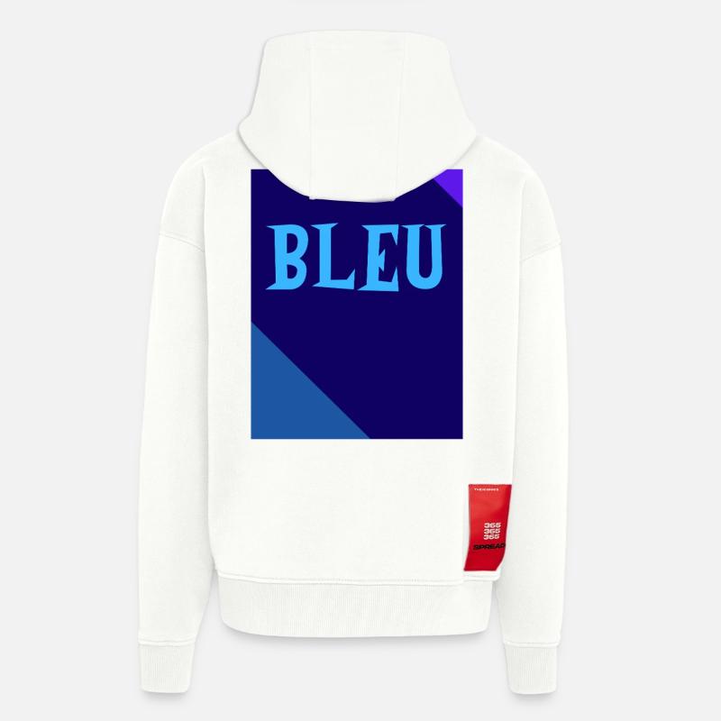 BLEU Tableau Rectangle Triangles - Veste à capuche bio épaisse oversize fabriqué en UE - OFF WHITE