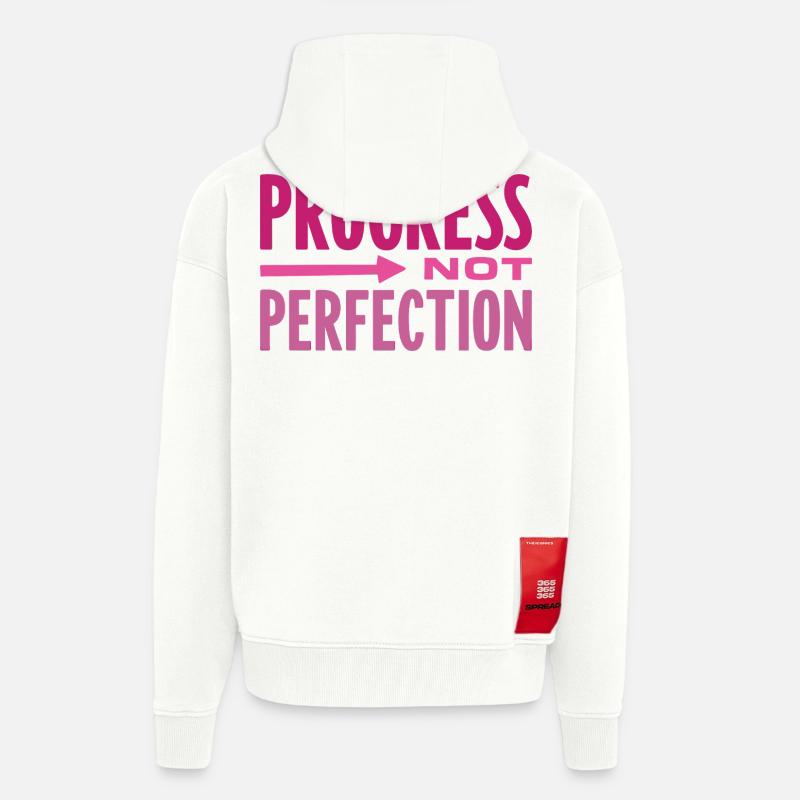 Progress Not Perfection Fortschritt zählt - Zip Hoodie - made by SPREAD - OFF WHITE