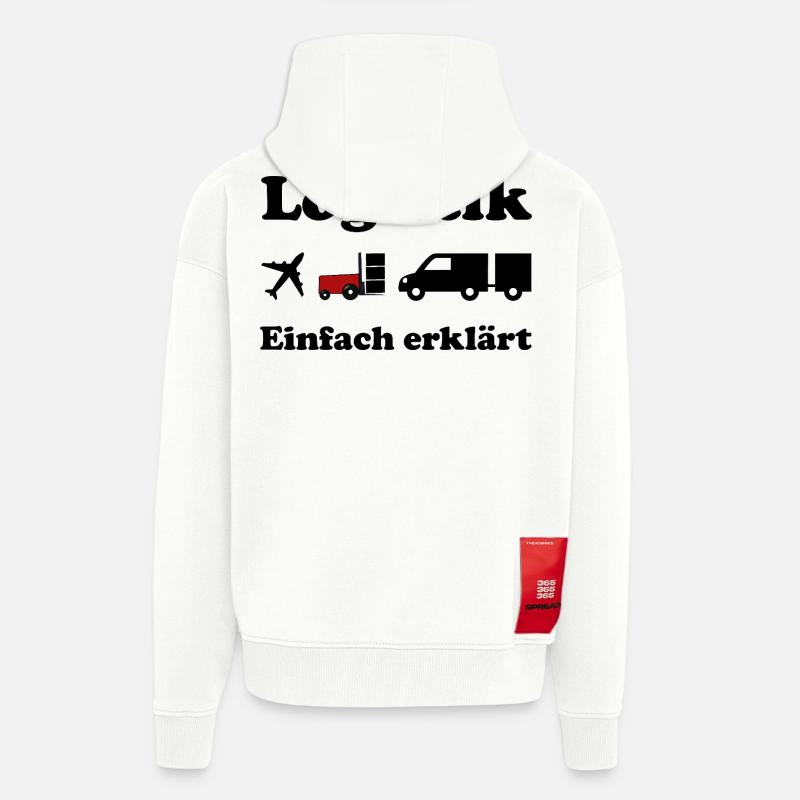 Logistik Silhouette mit rotem Block - Zip Hoodie - made by SPREAD - OFF WHITE