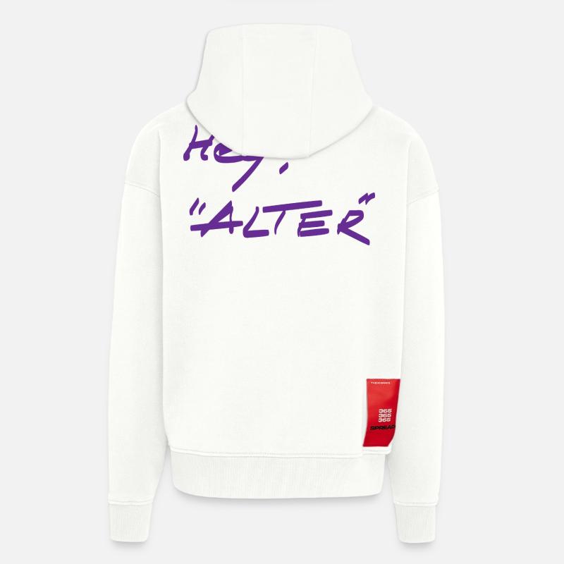 Salutations - différent - Veste à capuche bio épaisse oversize fabriqué en UE - OFF WHITE