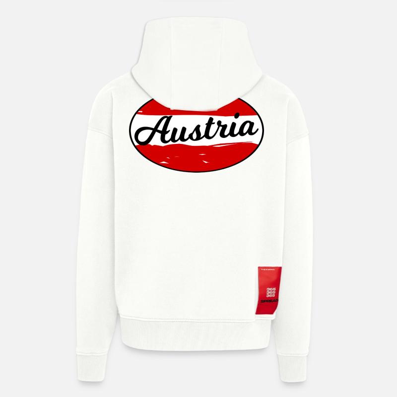 Austria Script Logo auf Rot - Zip Hoodie - made by SPREAD - OFF WHITE
