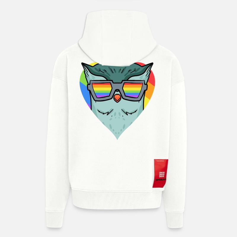 LGBT Tier Eule Regenbogen - Zip Hoodie - made by SPREAD - OFF WHITE