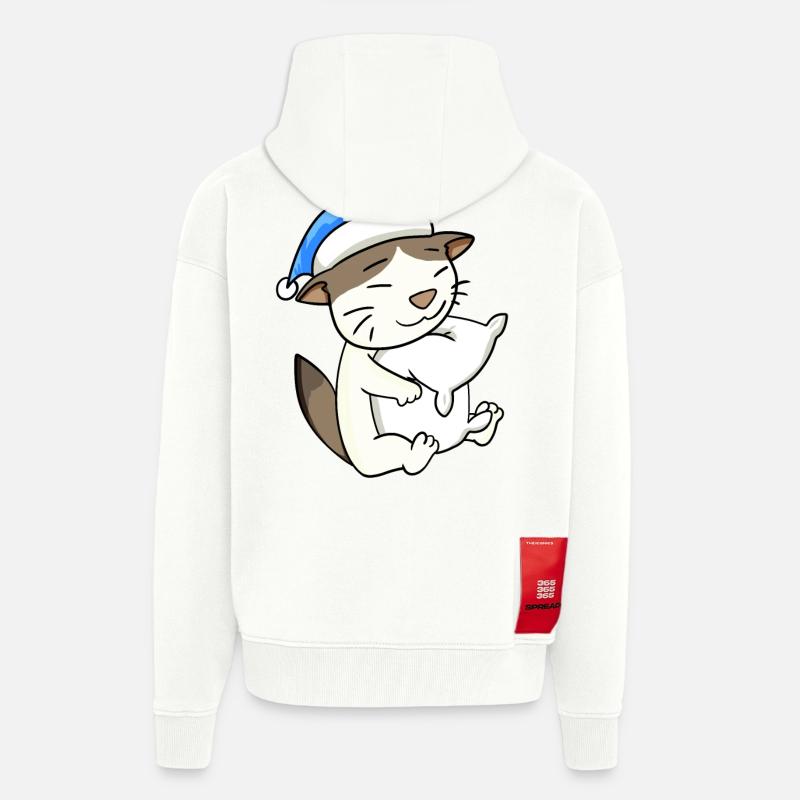 Chat race de chat RagaMuffin - Veste à capuche bio épaisse oversize fabriqué en UE - OFF WHITE