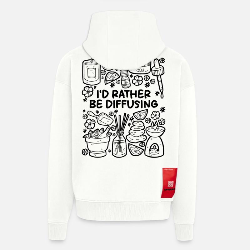 Je préfère diffuser – Aromathérapie - Veste à capuche bio épaisse oversize fabriqué en UE - OFF WHITE
