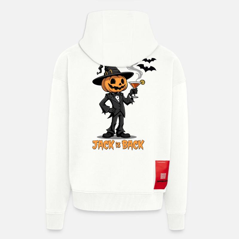 Jack is Back - Citrouille d’Halloween - Veste à capuche bio épaisse oversize fabriqué en UE - OFF WHITE