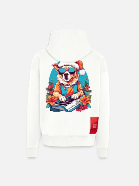 Hund mit Piano - Zip Hoodie - made by SPREAD - OFF WHITE