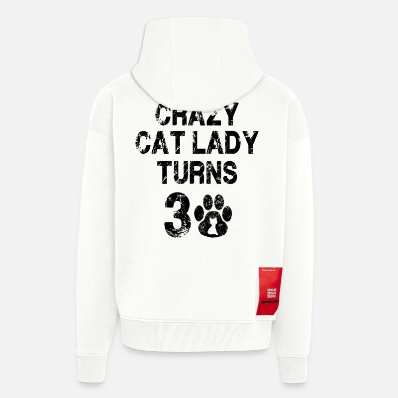 30 ans de chats - Veste à capuche bio épaisse oversize fabriqué en UE - OFF WHITE