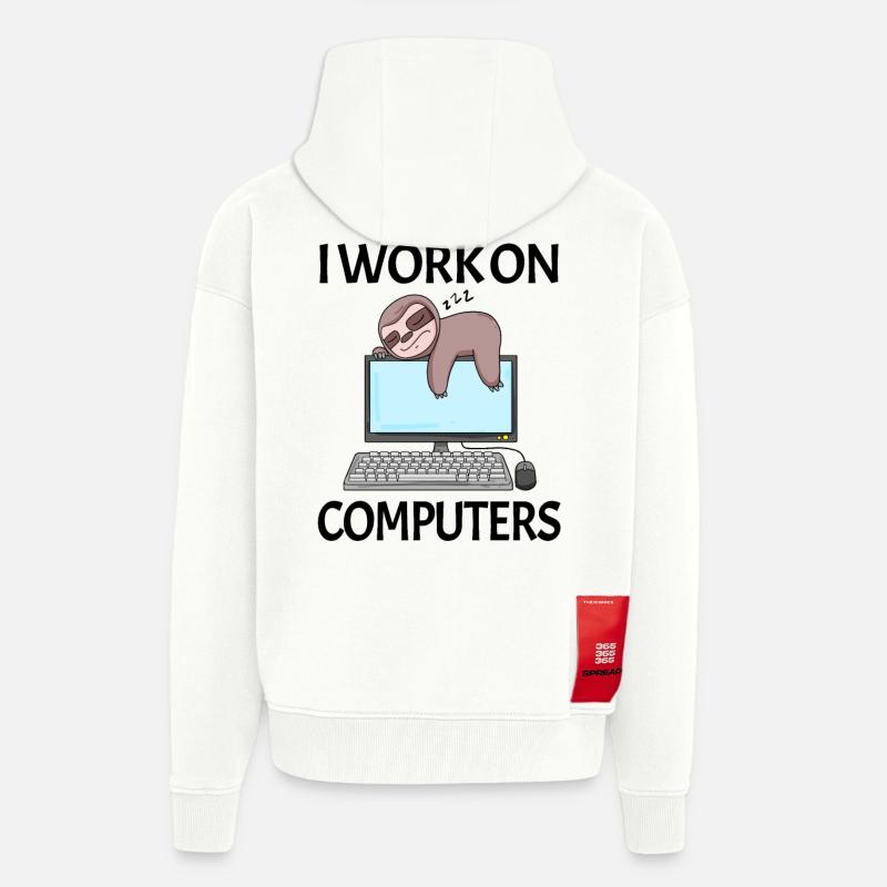Computer Nerd Programmeur Homme Cadeau - Veste à capuche bio épaisse oversize fabriqué en UE - OFF WHITE