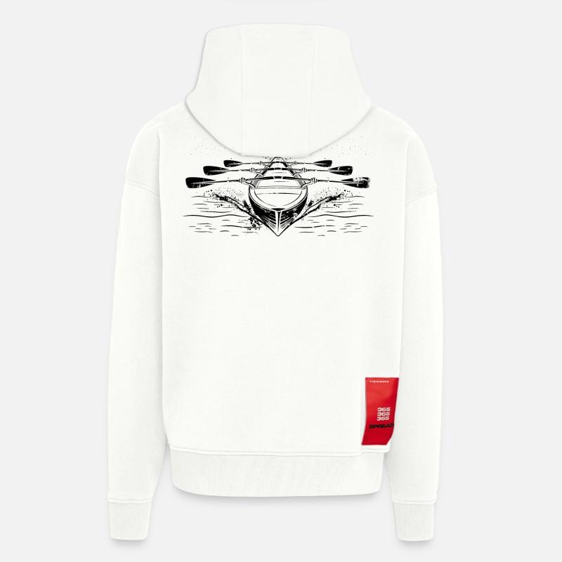 Bateau à rames de course - Veste à capuche bio épaisse oversize fabriqué en UE - OFF WHITE