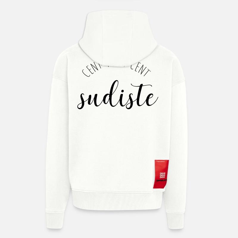 CENT POUR CENT SUDISTE - Veste à capuche bio épaisse oversize fabriqué en UE - OFF WHITE