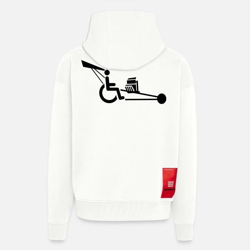 Bild eines Rollstuhls mit V8-Motor # - Zip Hoodie - made by SPREAD - OFF WHITE