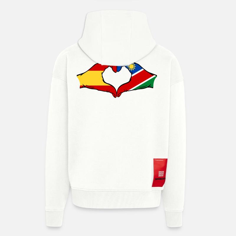 Spanien Namibia Flagge Hände Herzform - Zip Hoodie - made by SPREAD - OFF WHITE