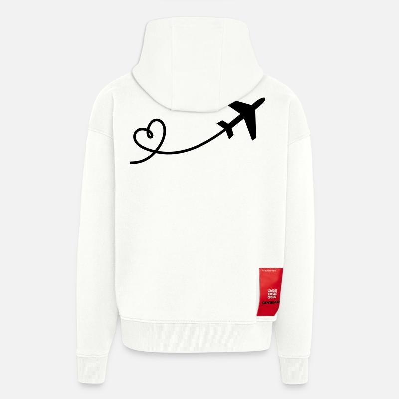 Flugzeug mit Herz - Zip Hoodie - made by SPREAD - OFF WHITE