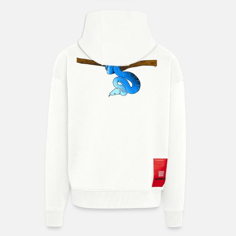 Serpent Bleu - Veste à capuche bio épaisse oversize fabriqué en UE - OFF WHITE