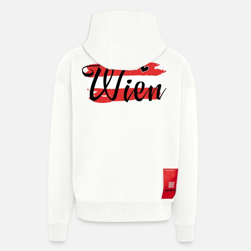 Drapeau Autriche Vienne - Veste à capuche bio épaisse oversize fabriqué en UE - OFF WHITE