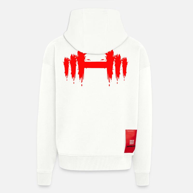Haltères Design Haltères Courtes Rouge - Veste à capuche bio épaisse oversize fabriqué en UE - OFF WHITE