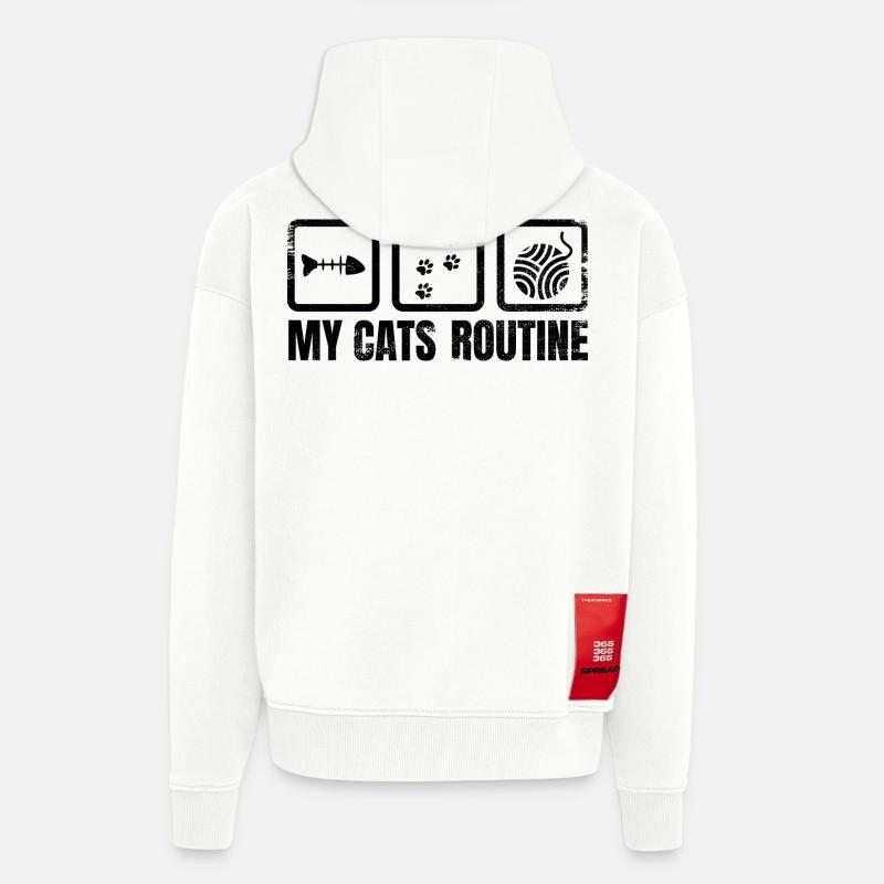 Routine quotidienne du chat - Veste à capuche bio épaisse oversize fabriqué en UE - OFF WHITE