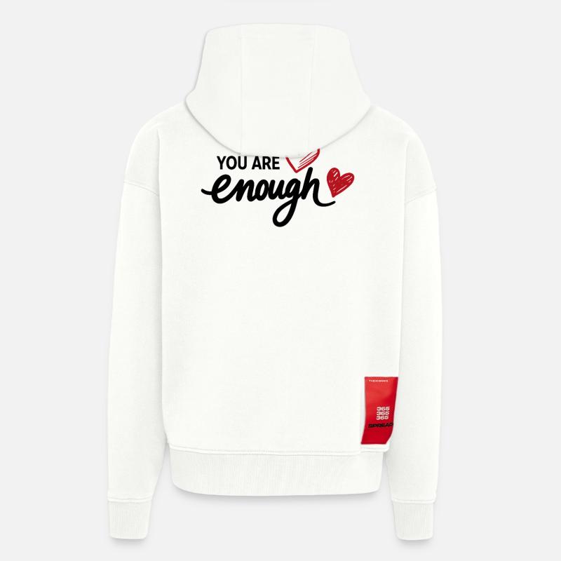 You Are Enough Herz Achtsamkeit Statement - Zip Hoodie - made by SPREAD - OFF WHITE