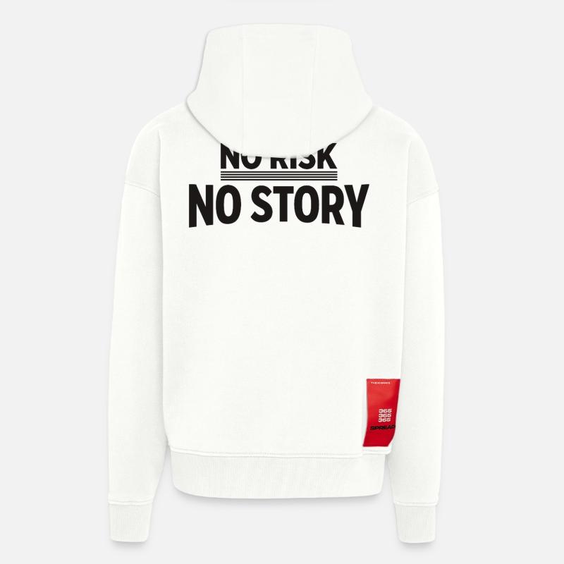 AUCUN RISQUE SANS HISTOIRE Déclaration d’aventure - Veste à capuche bio épaisse oversize fabriqué en UE - OFF WHITE