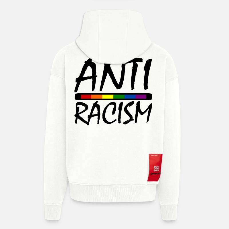 ANTIRASSISME - Veste à capuche bio épaisse oversize fabriqué en UE - OFF WHITE